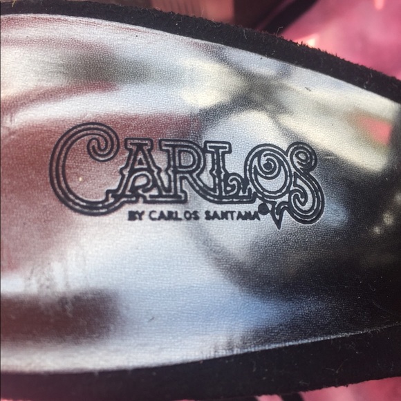 Carlos Santana Black Suede Peep Toe Heeled Bootie - Picture 4 of 6